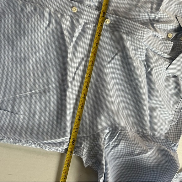 ETON Sz 17.5 / 44 Organic Cotton Check Elevated Twill 3D Dress Shirt Light Blue - Picture 10 of 12